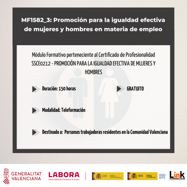 MF1582_3 Promoción para la igualdad efectiva de mujeres y hombres en materia de empleo