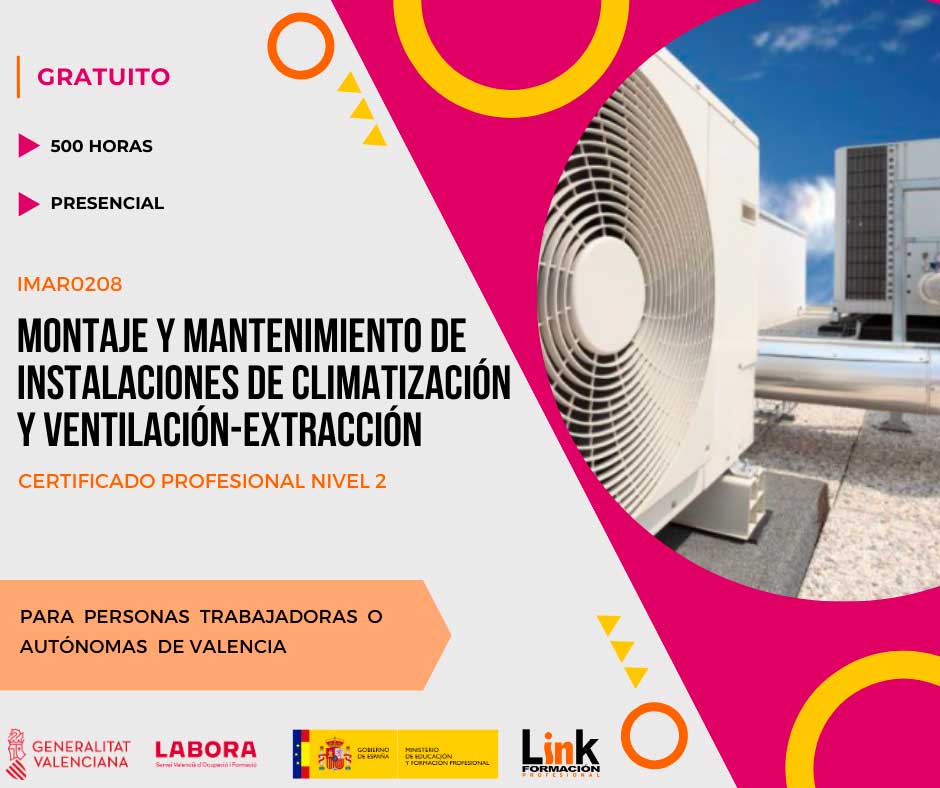 Curso de Montaje y mantenimiento de instalaciones de climatización y ventilación-extracción para trabajadores y autónomos