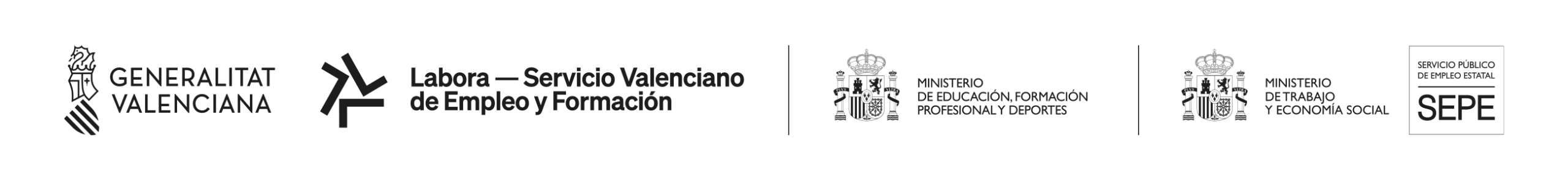 Link Formación gratuita subvencionada por Generalitat Valenciana, Labora, Ministerio de Educación y Ministerio de Trabajo SEPE