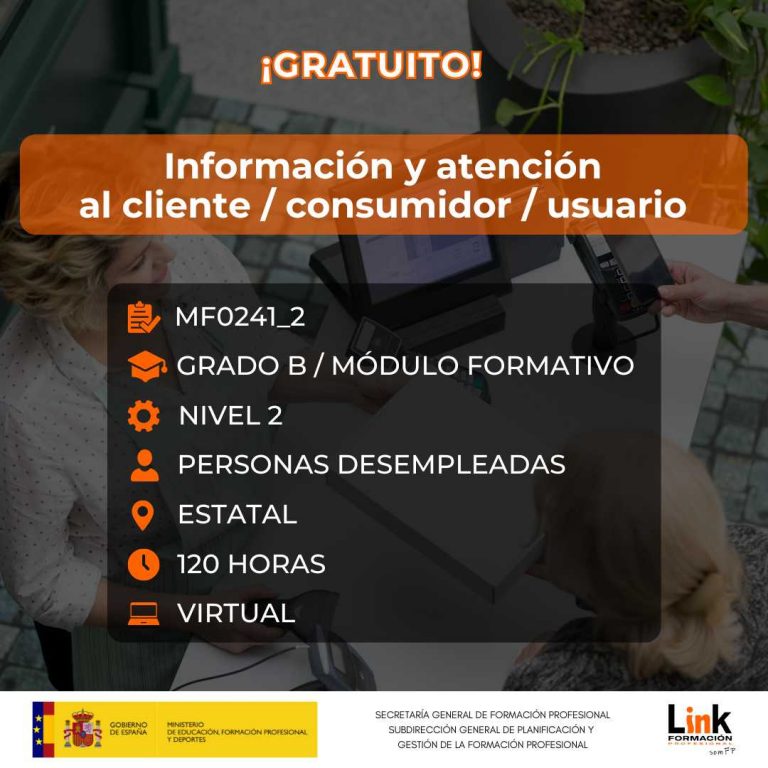 Curso de Información y atención al cliente / consumidor / usuario para desempleados - Link Formación