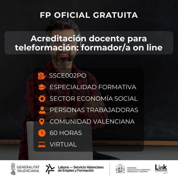 SSCE002PO - ACREDITACIÓN DOCENTE PARA TELEFORMACIÓN: FORMADOR/A ONLINE