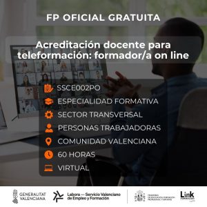 SSCE002PO - ACREDITACIÓN DOCENTE PARA TELEFORMACIÓN: FORMADOR/A ONLINE