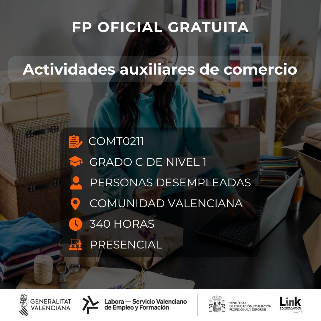Curso de Actividades auxiliares de comercio para desempleados - Link Formación
