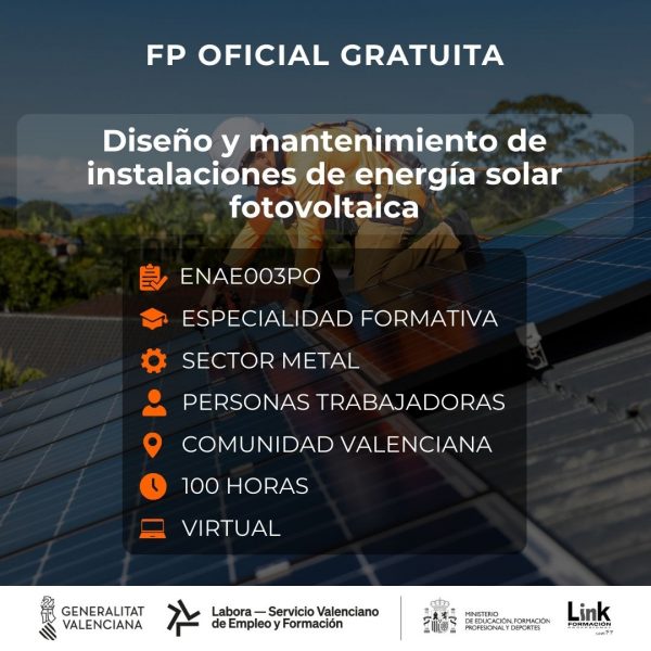 ENAE003PO - DISEÑO Y MANTENIMIENTO DE INSTALACIONES DE ENERGÍA SOLAR FOTOVOLTAICA
