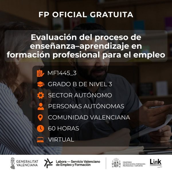 MF1445_3 - EVALUACIÓN DEL PROCESO DE ENSEÑANZA-APRENDIZAJE EN FORMACIÓN PROFESIONAL PARA EL EMPLEO