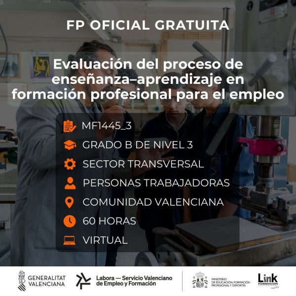 MF1445_3 - EVALUACIÓN DEL PROCESO DE ENSEÑANZA-APRENDIZAJE EN FORMACIÓN PROFESIONAL PARA EL EMPLEO