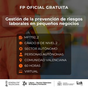 MF1792_2 - GESTIÓN DE LA PREVENCIÓN DE RIESGOS LABORALES EN PEQUEÑOS NEGOCIOS