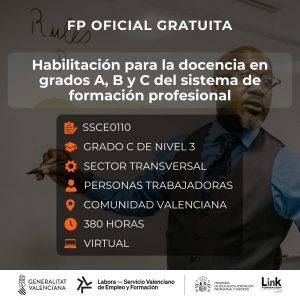 SSCE0110 - HABILITACIÓN PARA LA DOCENCIA EN GRADOS A,B Y C DEL SISTEMA DE FORMACIÓN PROFESIONAL
