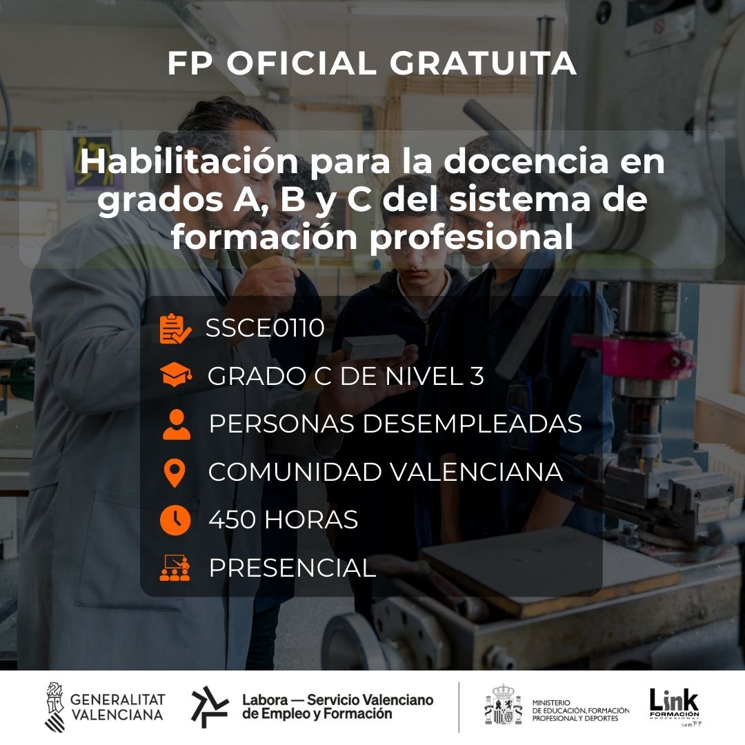 Curso de Habilitación para la docencia en grados A, B y C del sistema de formación profesional para desempleados - Link Formación