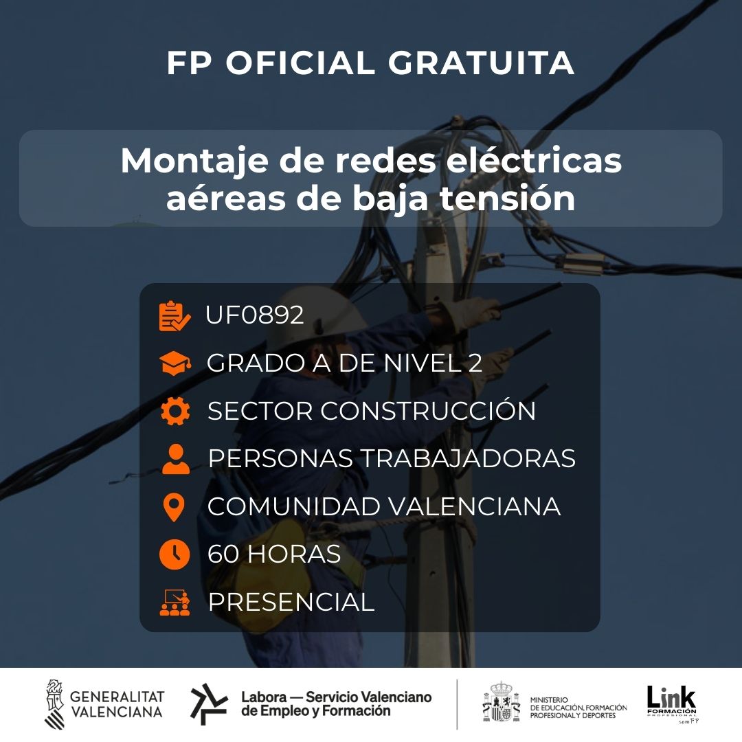 Curso de Montaje de redes eléctricas aéreas de baja tensión para trabajadores - Link Formación