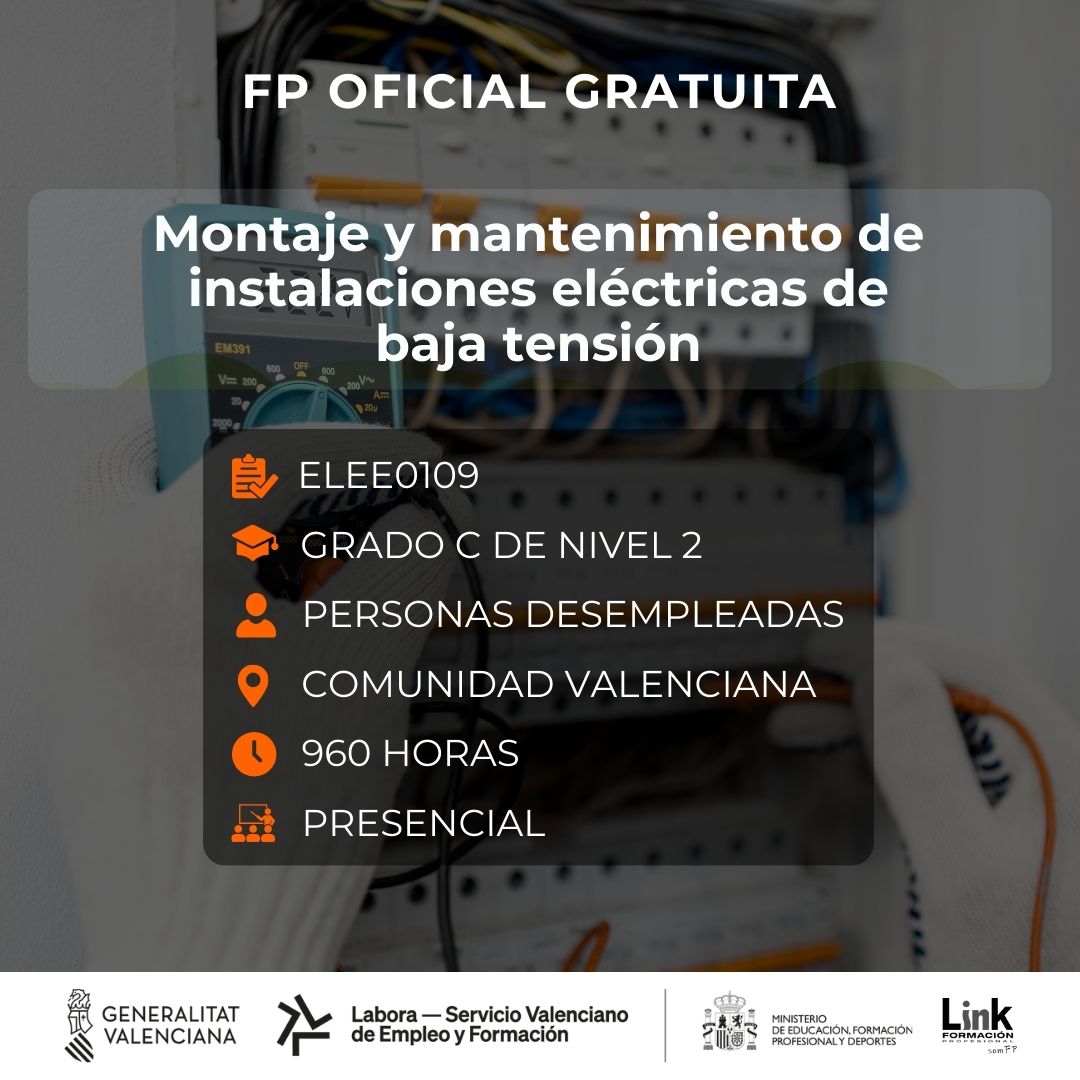 Curso de Montaje y mantenimiento de instalaciones eléctricas de baja tensión para desempleados - Link Formación