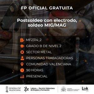 MF2314_2 - REALIZACIÓN DE LAS OPERACIONES POSTSOLDEO CON ELECTRODO, SOLDEO MIG/MAG