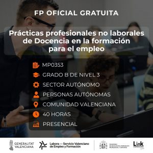 MP0353 - PRÁCTICAS PROFESIONALES NO LABORALES DE DOCENCIA EN LA FORMACIÓN PARA EL EMPLEO