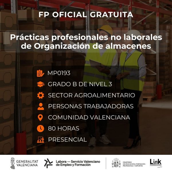 MP0193 - PRÁCTICAS PROFESIONALES NO LABORALES DE ORGANIZACIÓN Y GESTIÓN DE ALMACENES