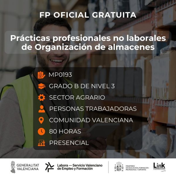 MP0193 - PRÁCTICAS PROFESIONALES NO LABORALES DE ORGANIZACIÓN Y GESTIÓN DE ALMACENES