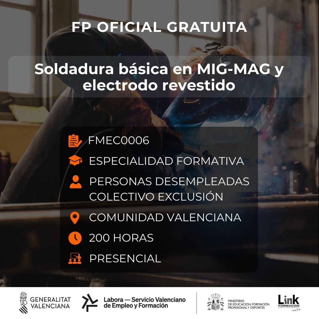 Curso de Soldadura básica en MIG-MAG y electrodo revestido para desempleados - Link Formación