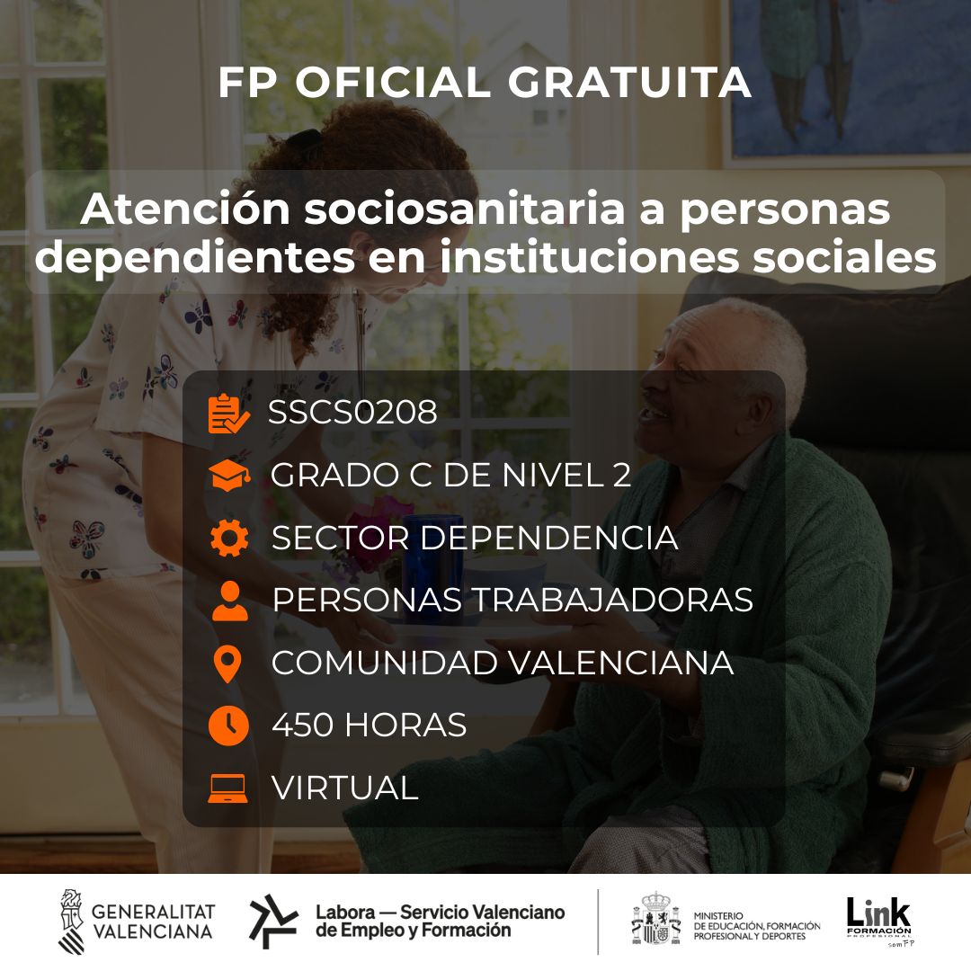 Curso de Atención sociosanitaria a personas dependientes en instituciones sociales para trabajadores - Link Formación
