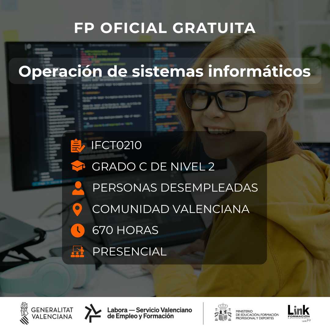 Curso de Operación de sistemas informáticos para desempleados - Link Formación
