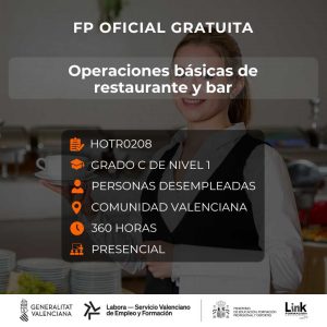 Curso de Operaciones básicas de restaurante y bar para desempleados - Link Formación