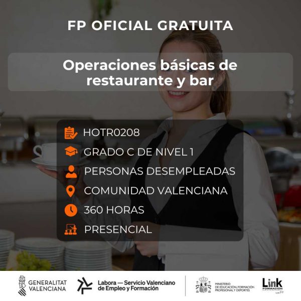 Curso de Operaciones básicas de restaurante y bar para desempleados - Link Formación