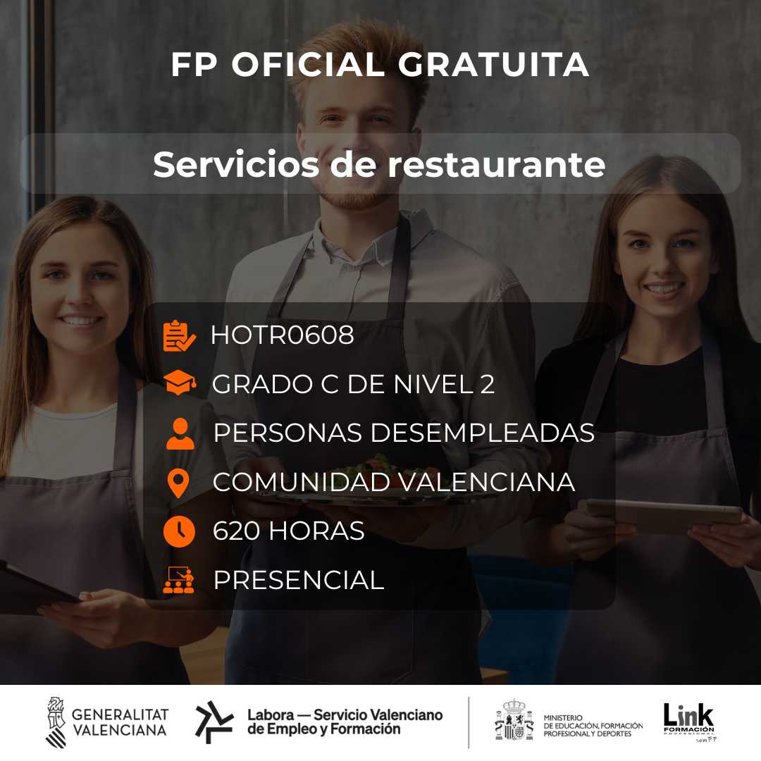 Curso de Servicios de restaurante para desempleados - Link Formación