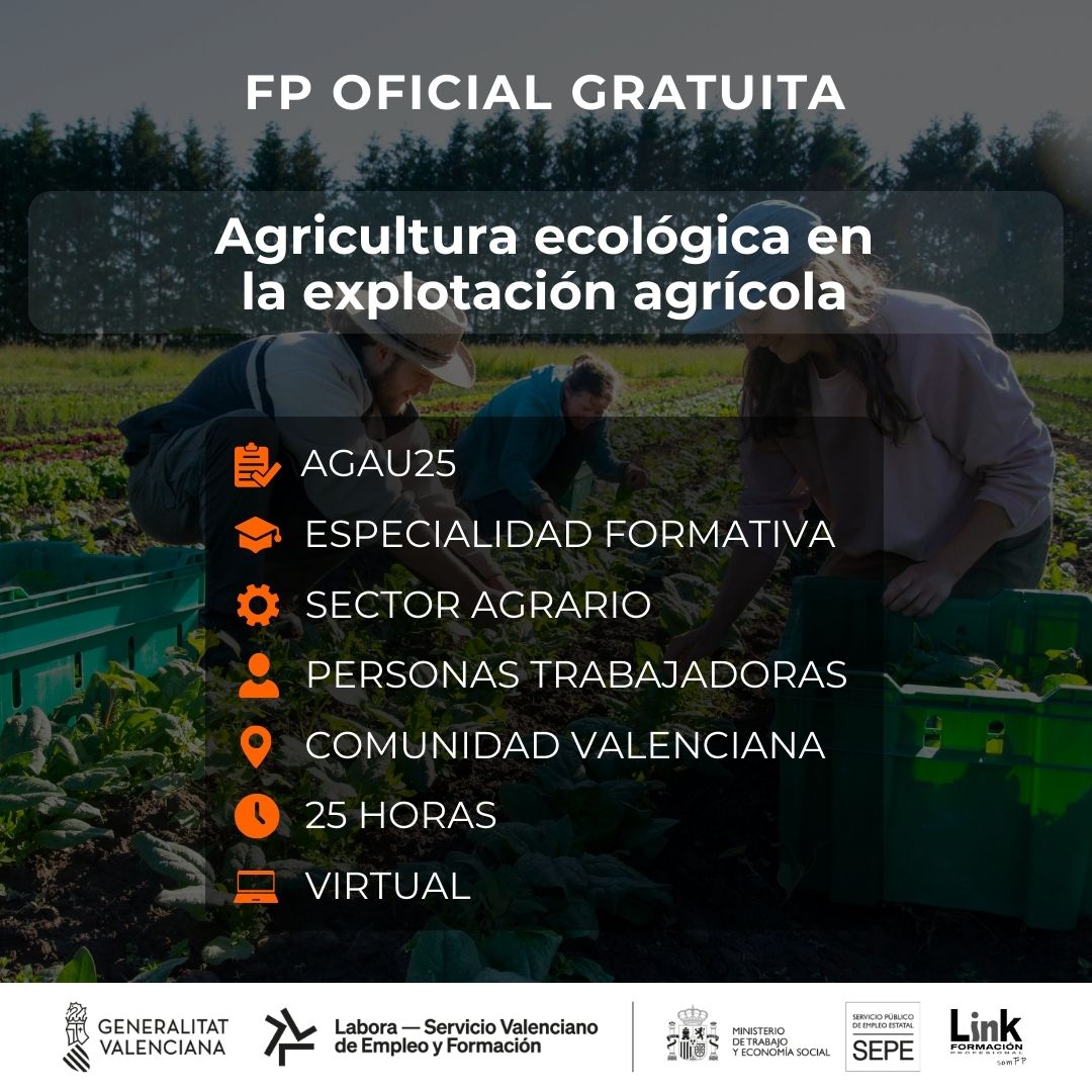 Curso de Agricultura ecológica en la explotación agrícola para trabajadores - Link Formación