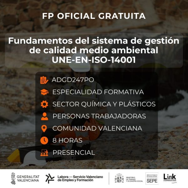 Curso de Fundamentos del sistema de gestión de calidad medio ambiental UNE-EN-ISO-14001 para trabajadores - Link Formación