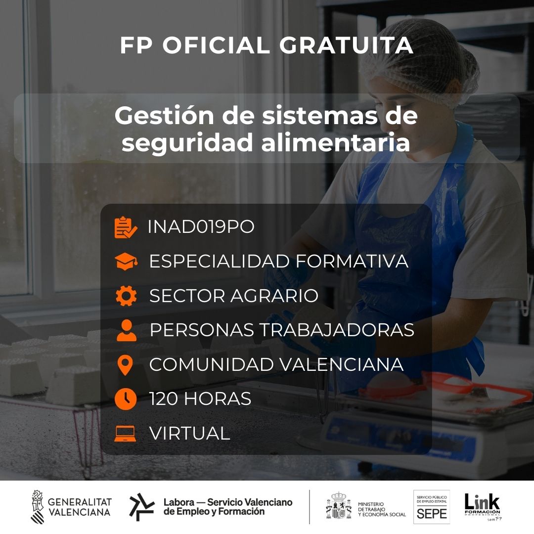Curso de Gestión de sistemas de seguridad alimentaria para trabajadores - Link Formación