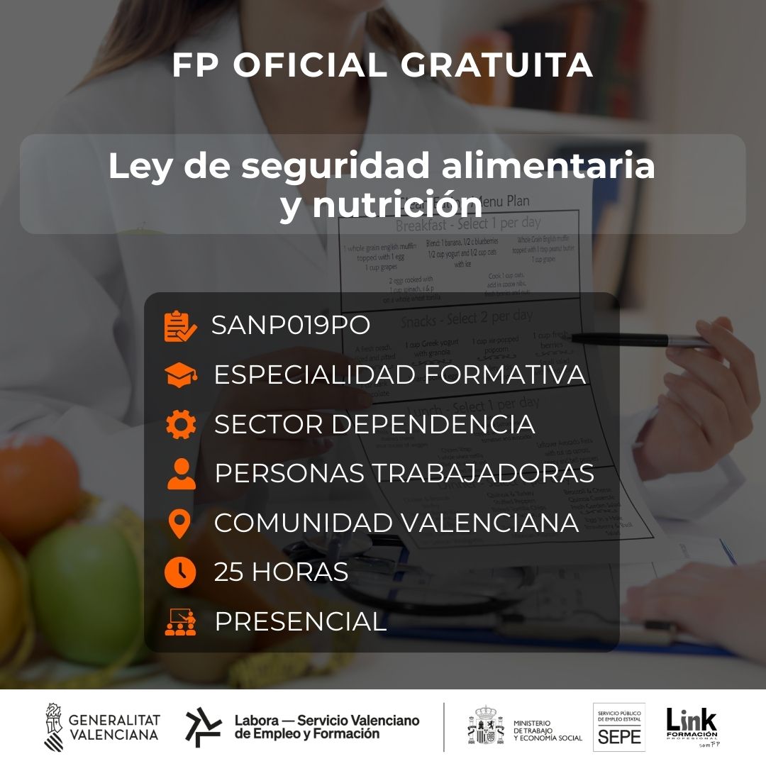 Curso de Ley de seguridad alimentaria y nutrición para trabajadores - Link Formación