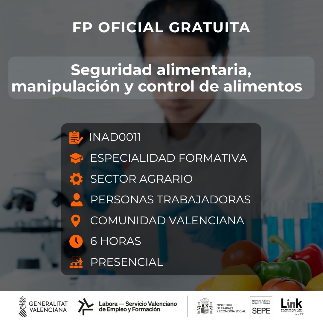 Curso de Seguridad alimentaria, manipulación y control de alimentos para trabajadores - Link Formación