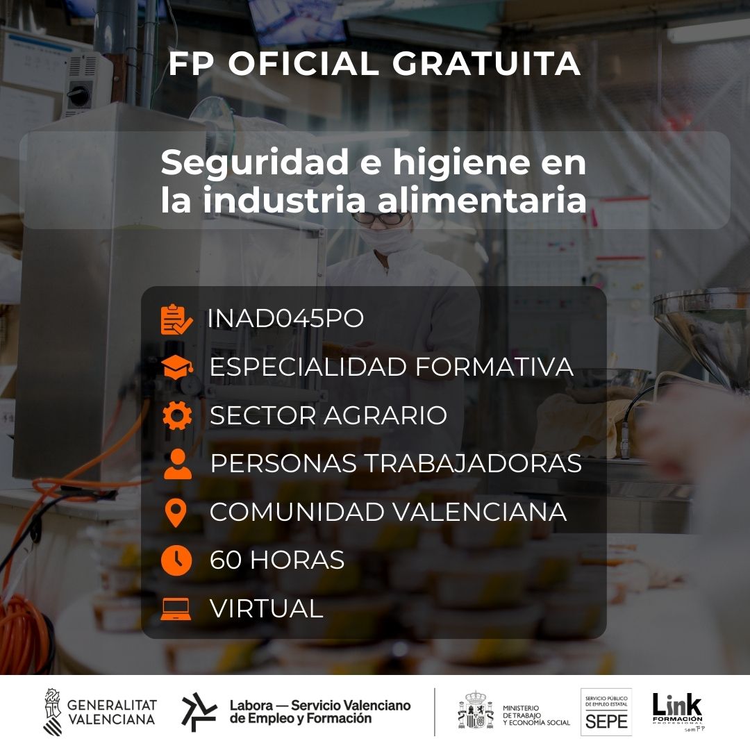 Curso de Seguridad e higiene en la industria alimentaria para trabajadores - Link Formación