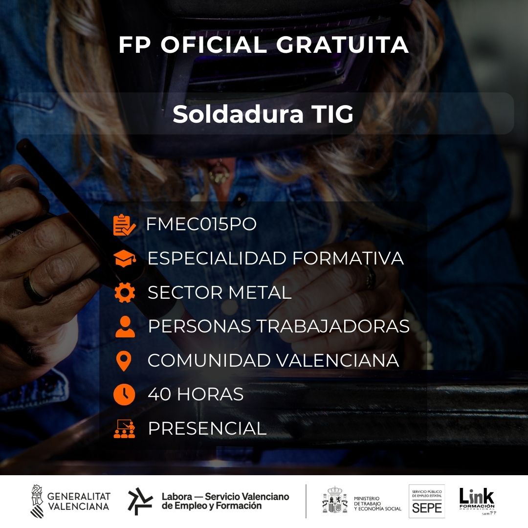 Curso de Soldadura TIG para trabajadores - Link Formación