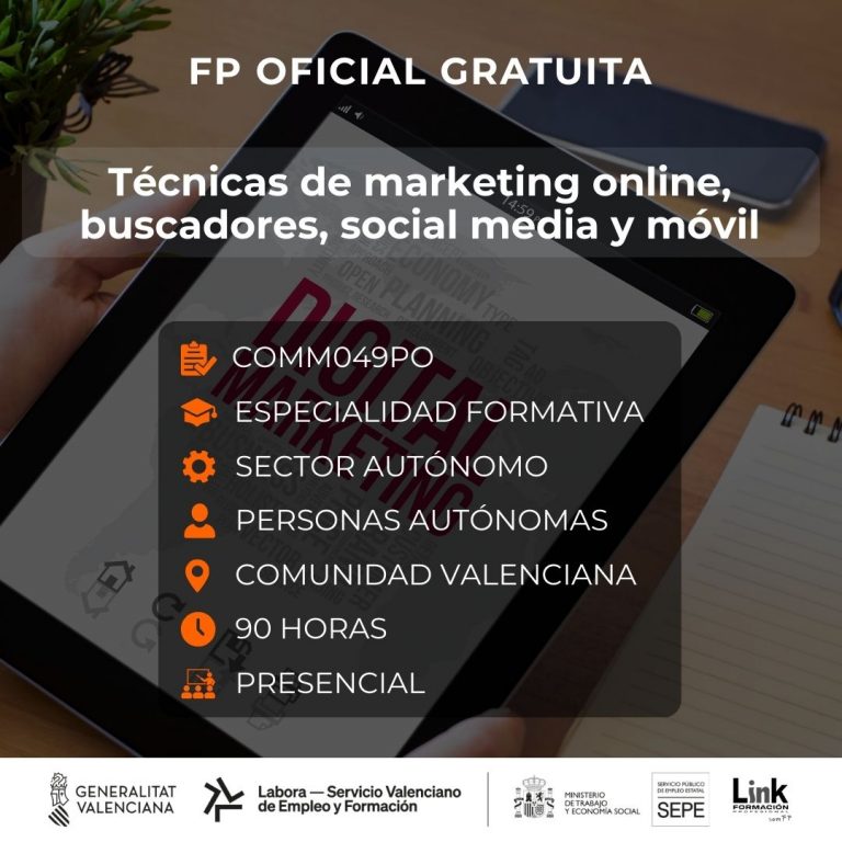 Curso de Técnicas de marketing online, buscadores, social media y móvil para autónomos - Link Formación