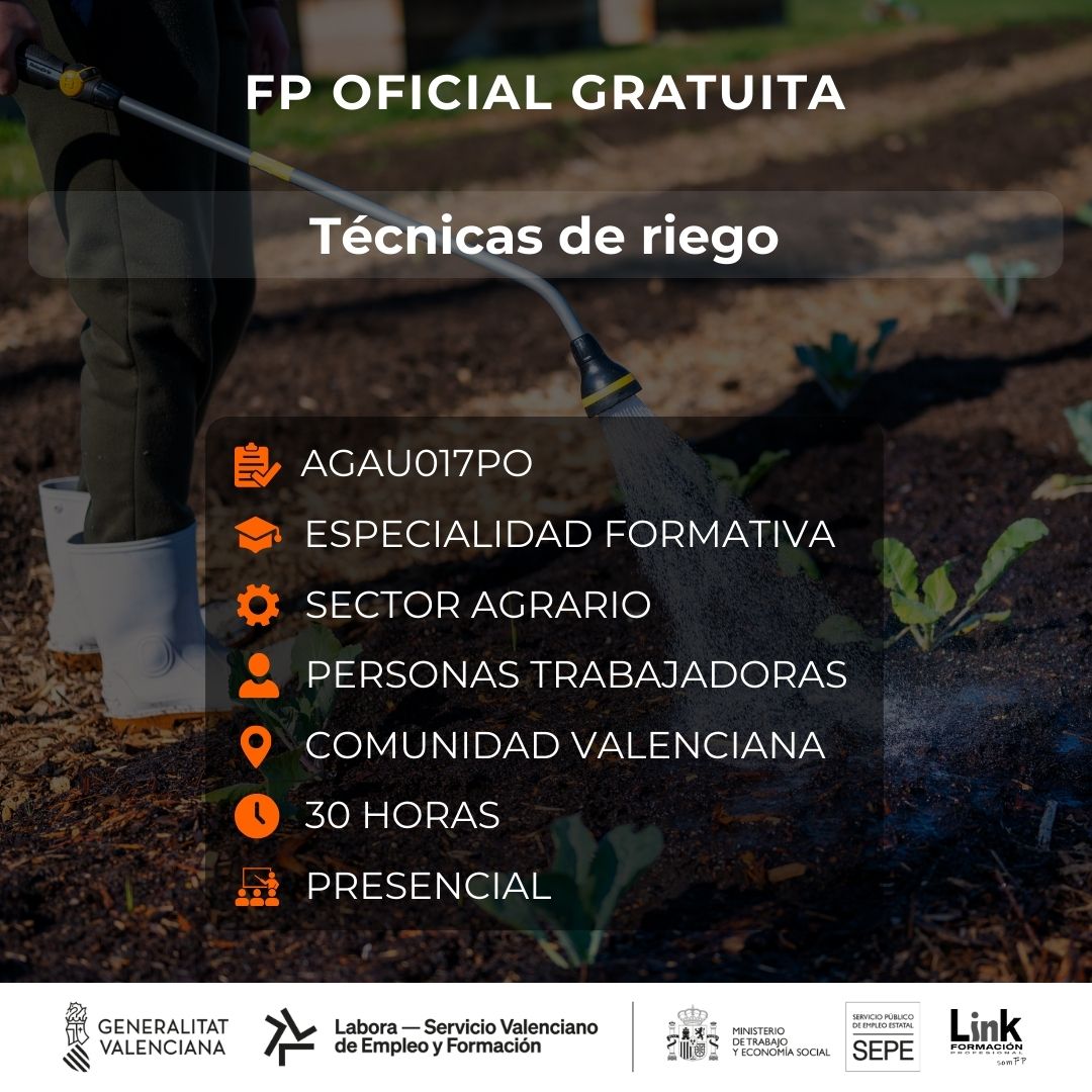 Curso de Técnicas de riego para trabajadores - Link Formación