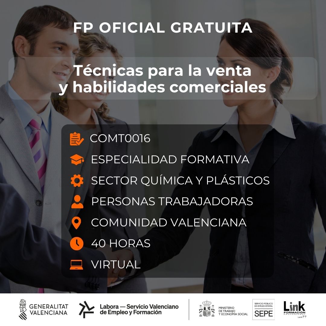 Curso de Técnicas para la venta y habilidades comerciales para trabajadores - Link Formación