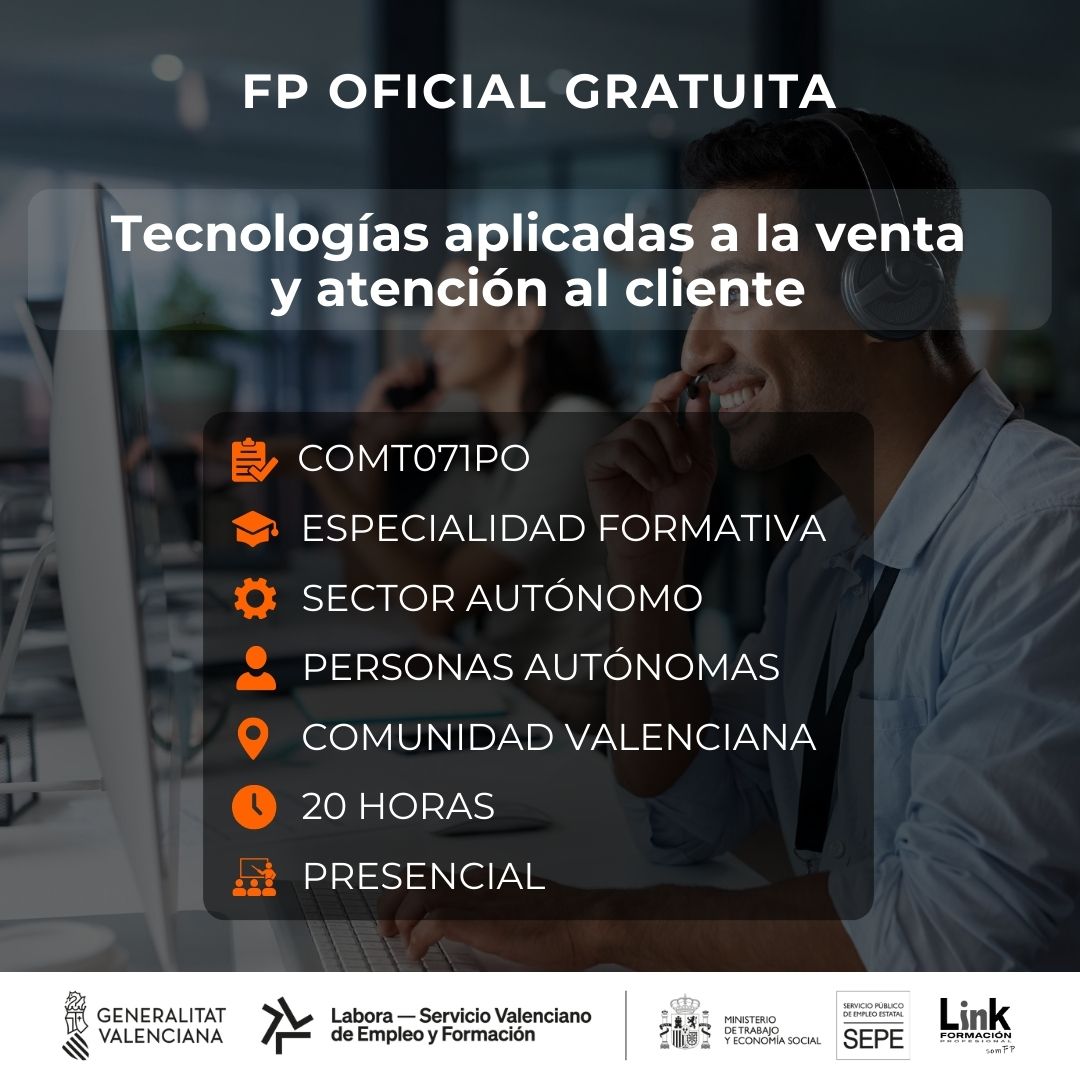 Curso de Tecnologías aplicadas a la venta y atención al cliente para autónomos - Link Formación