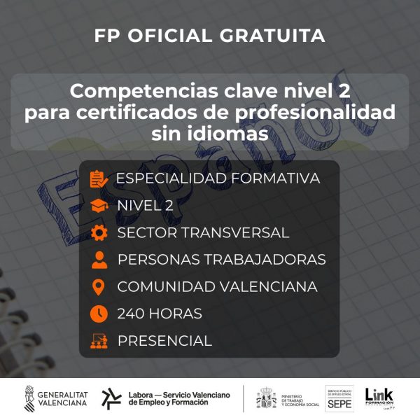 Curso de Competencias clave nivel 2 para certificados de profesionalidad sin idiomas para trabajadores - Link Formación