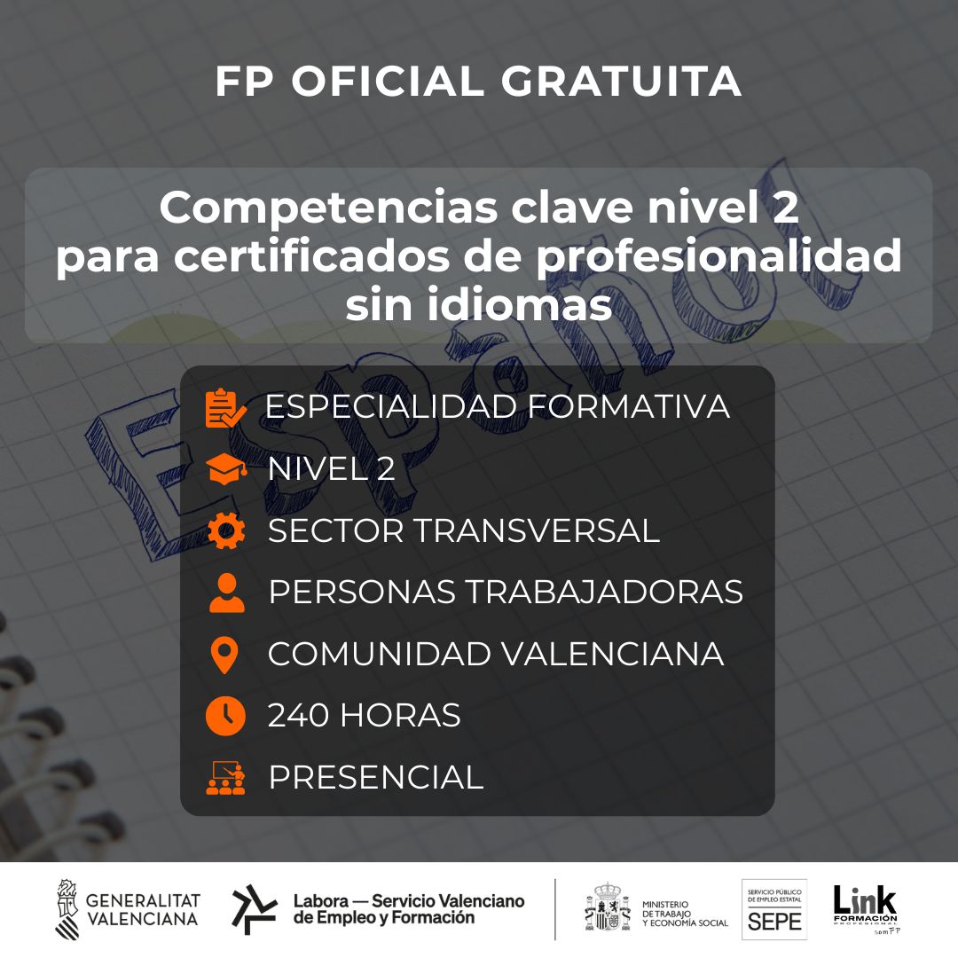 Curso de Competencias clave nivel 2 para certificados de profesionalidad sin idiomas para trabajadores - Link Formación