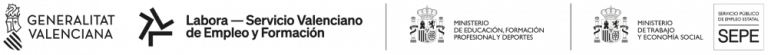 Link Formación gratuita subvencionada por Generalitat Valenciana, Labora, Ministerio de Educación y Ministerio de Trabajo SEPE