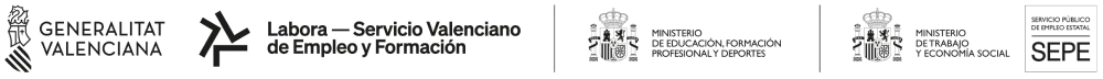 Link Formación gratuita subvencionada por Generalitat Valenciana, Labora, Ministerio de Educación y Ministerio de Trabajo SEPE