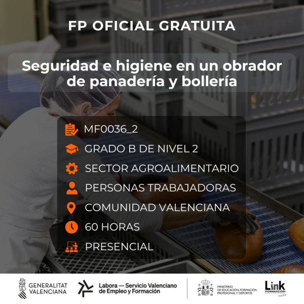 Curso de Seguridad e higiene en un obrador de panadería y bollería para trabajadores - Link Formación