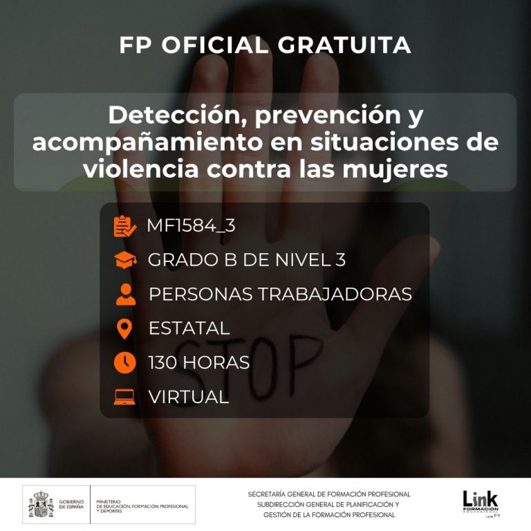 Curso de Detección, prevención y acompañamiento en situaciones de violencia contra las mujeres para trabajadores - Link Formación