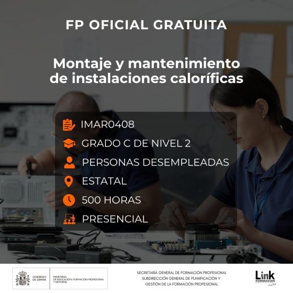 Curso de Montaje y mantenimiento de instalaciones caloríficas para desempleados - Link Formación