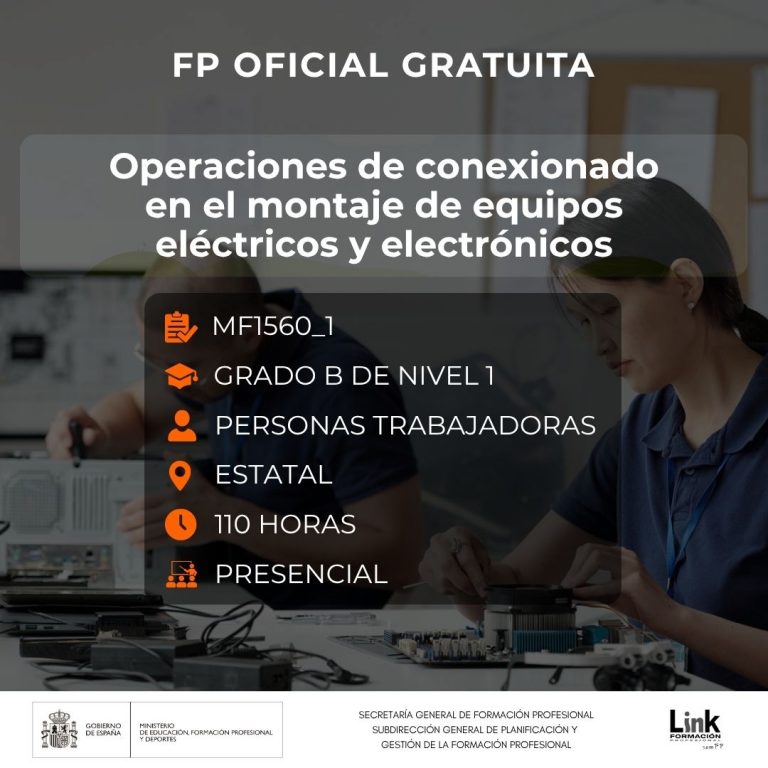 Curso de Operaciones de conexionado en el montaje de equipos eléctricos y electrónicos para trabajadores - Link Formación