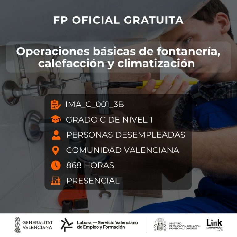 Curso de Operaciones básicas de fontanería, calefacción y climatización para desempleados - Link Formación