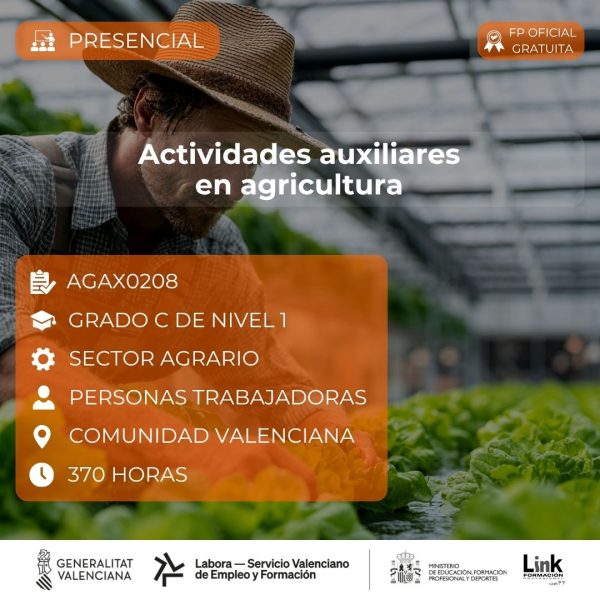 Curso de Actividades auxiliares en agricultura para trabajadores - Link Formación