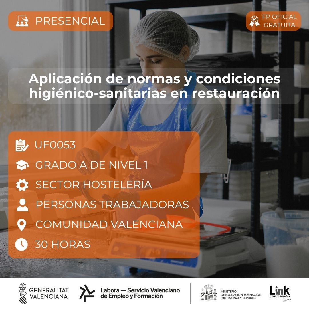 Curso de Aplicación de normas y condiciones higiénico-sanitarias en restauración para trabajadores - Link Formación