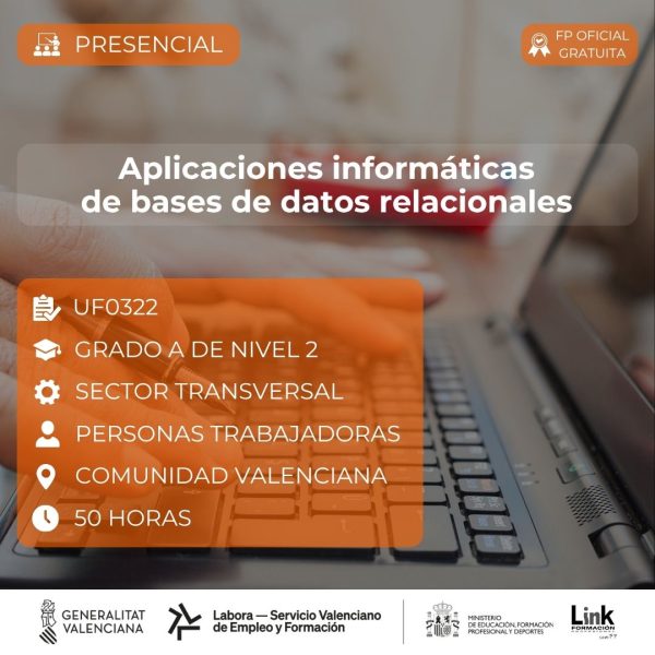 Curso de Aplicaciones informáticas de bases de datos relacionales para trabajadores - Link Formación