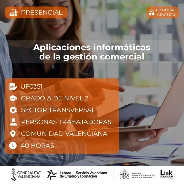 Curso de Aplicaciones informáticas de la gestión comercial para trabajadores - Link Formación