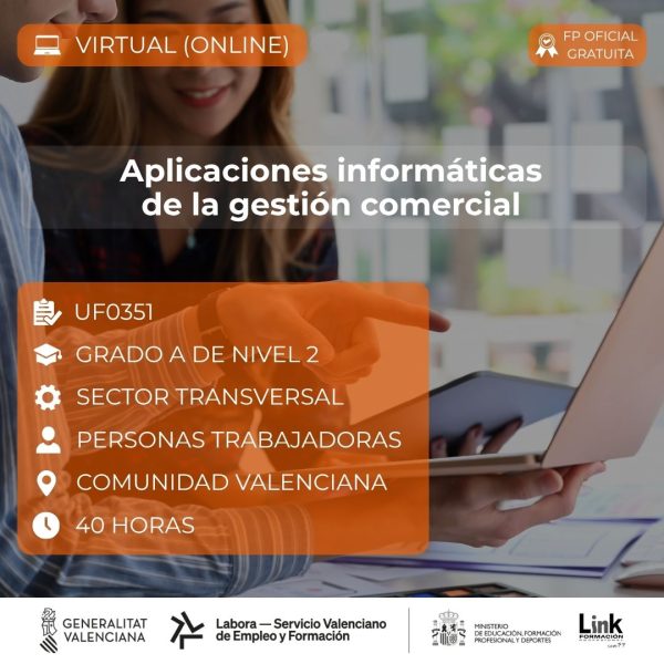 Curso de Aplicaciones informáticas de la gestión comercial para trabajadores - Link Formación